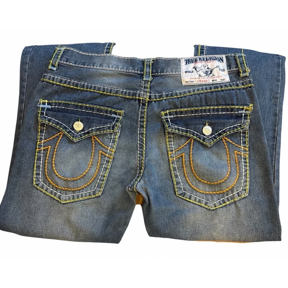 True Religion Y2K Denim‎ Jeans 36 Multicolor Billie Rope Stitch Straight Leg